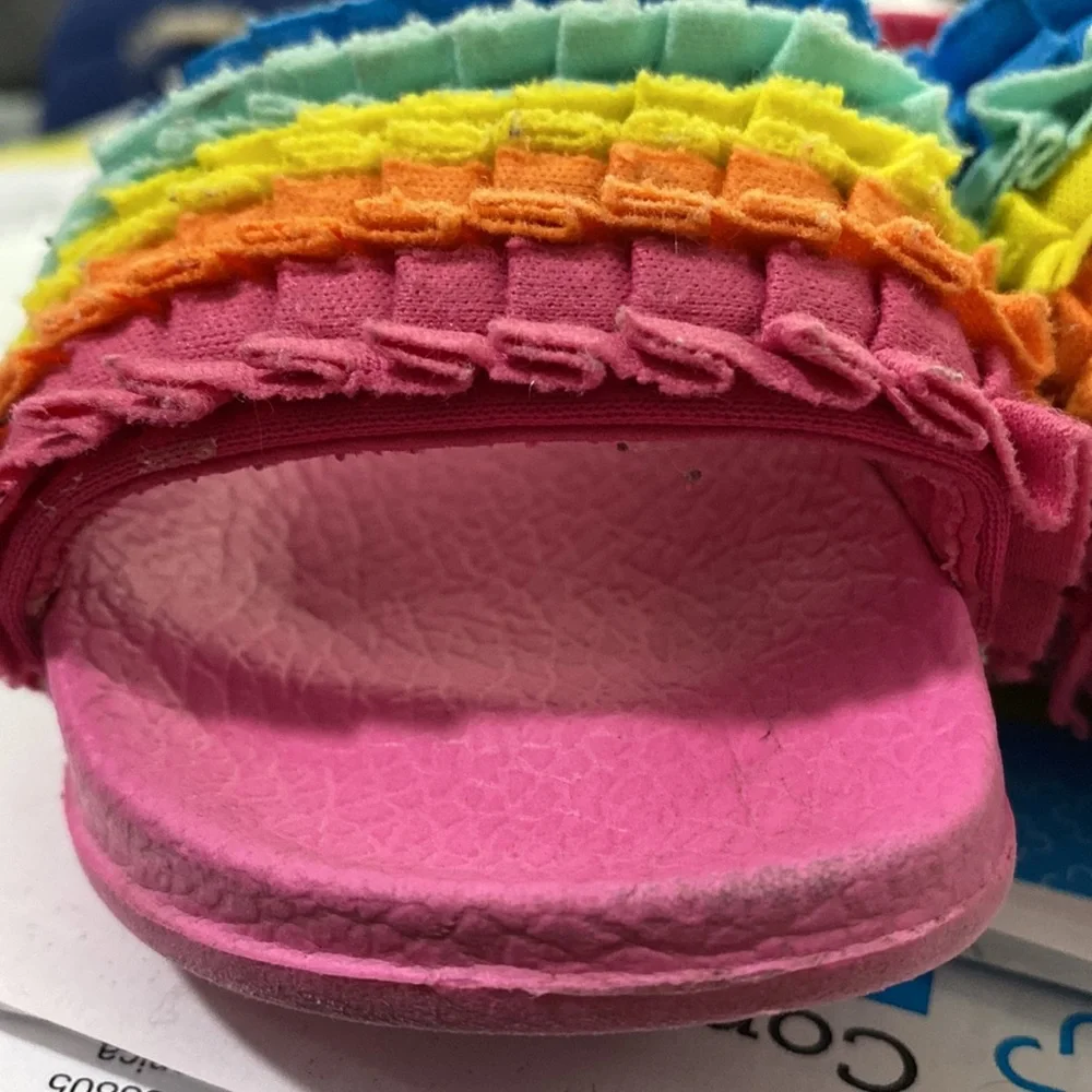 WONDER NATION Toddler Baby Girls Multicolor Ruffled Sandals Kids Shoes Size 4